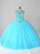 Captivating Scoop Sleeveless Tulle 15 Quinceanera Dress Beading Lace Up