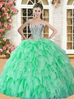 Sweetheart Sleeveless Sweet 16 Dresses Floor Length Beading and Ruffles Organza(SKU YSQD008-3BIZ)