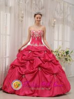 Marble Falls TX Coral Red Appliques Decorate Sweetheart Neckline Formal Christmas Party dress(SKU QDZY655y-4BIZ)