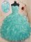 Chic Sweetheart Sleeveless Quince Ball Gowns Floor Length Beading and Ruffles Teal Organza