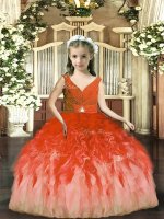 Rust Red Sleeveless Tulle Backless Little Girls Pageant Dress Wholesale for Party and Sweet 16 and Wedding Party(SKU PAG1177-1BIZ)