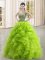 Top Selling Yellow Green Lace Up Sweetheart Beading and Ruffles Vestidos de Quinceanera Organza Sleeveless