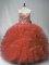Smart Floor Length Lace Up Sweet 16 Dress Rust Red for Sweet 16 and Quinceanera with Beading and Ruffles