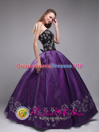 Marburg Germany Embroidery Sweetheart Orangza Stylish Eggplant Purple Quinceanera Dresses In South Carolina - Click Image to Close