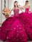 Fashion Pick Ups Sweetheart Sleeveless Lace Up Quinceanera Gowns Fuchsia Organza and Taffeta