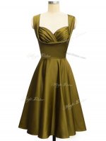Pretty Taffeta Straps Sleeveless Lace Up Ruching Quinceanera Court Dresses in Olive Green