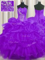 Pick Ups Ruffled Floor Length Purple Quinceanera Dress Strapless Sleeveless Lace Up(SKU PSSW0443-9BIZ)