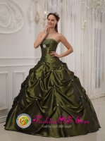 Cajibio colombia Exquisite Olive Green Quinceanera Dress With Deaded Decorate taffeta For Sweet 16 Quinceaners