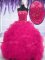Fuchsia Lace Up Strapless Beading and Ruffles Quinceanera Gowns Organza Sleeveless Brush Train