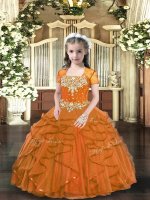 Brown Straps Neckline Beading and Ruffles Kids Pageant Dress Sleeveless Lace Up(SKU PAG1075-1BIZ)
