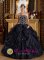 Cloudcroft New mexico /NM Stylish Black Beaded Decorate Bodice Strapless Quinceanera Gown With Pick-ups For Celebrity