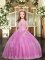 Lilac Sleeveless Floor Length Lace and Appliques Lace Up Pageant Dress for Womens