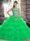 Exceptional Off The Shoulder Sleeveless Brush Train Lace Up Vestidos de Quinceanera Green Tulle