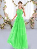 Sexy Sleeveless Zipper Floor Length Lace Vestidos de Damas