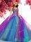 Multi-color Sleeveless Tulle Lace Up Quinceanera Dress for Military Ball and Sweet 16 and Quinceanera
