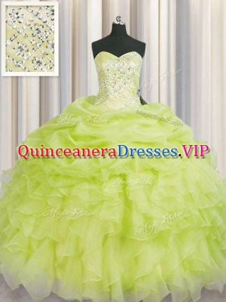 Free and Easy Floor Length Yellow Green 15 Quinceanera Dress Sweetheart Sleeveless Lace Up