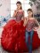 Floor Length Red Sweet 16 Dress Scoop Sleeveless Zipper