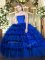 Beautiful Organza Sleeveless Floor Length Ball Gown Prom Dress and Ruffled Layers