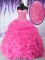 Best Floor Length Ball Gowns Sleeveless Hot Pink Ball Gown Prom Dress Lace Up