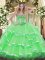 Extravagant Ball Gowns Organza Sweetheart Sleeveless Beading and Ruffles Floor Length Lace Up 15th Birthday Dress