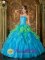 Cordova Alaska/AK Strapless Colorful Appliques Ruffles Layerd For Quinceanera Dress Ball Gown Customize