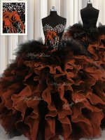 Captivating Ball Gowns 15th Birthday Dress Red And Black Sweetheart Organza and Tulle Sleeveless Floor Length Lace Up(SKU PSSW0514-9BIZ)