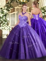 Dazzling Purple Sweetheart Lace Up Appliques Vestidos de Quinceanera Sleeveless