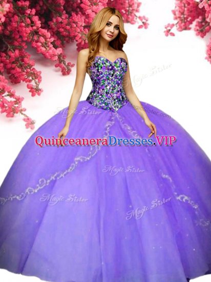 Tulle Sweetheart Sleeveless Lace Up Beading Military Ball Dresses For Women in Lavender - Click Image to Close