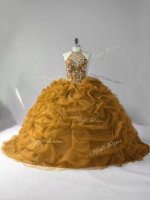 Custom Made Organza Sleeveless Quinceanera Gowns and Beading