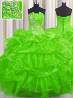 High Quality Organza Lace Up Quinceanera Dresses Sleeveless Floor Length Beading and Ruffled Layers and Pick Ups(SKU PSSW0443-2BIZ)