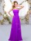 Purple Sleeveless Floor Length Hand Made Flower Lace Up Court Dresses for Sweet 16