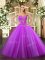 Fuchsia Tulle Zipper Quinceanera Gown Sleeveless Floor Length Beading