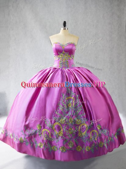 Floor Length Rose Pink Sweet 16 Dress Sweetheart Sleeveless Lace Up - Click Image to Close