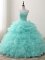 Great Apple Green Sweetheart Neckline Beading and Ruffles and Pick Ups Quinceanera Gowns Sleeveless Lace Up