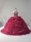 Burgundy Sleeveless Beading and Pick Ups Lace Up Sweet 16 Dress
