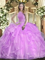 Classical Sleeveless Lace Up Floor Length Beading and Ruffles Sweet 16 Quinceanera Dress
