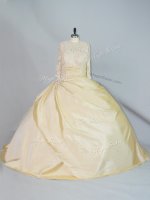 Yellow Long Sleeves Lace Lace Up Quinceanera Dresses