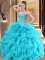 Custom Made Sweetheart Sleeveless Lace Up 15 Quinceanera Dress Aqua Blue and Turquoise Organza