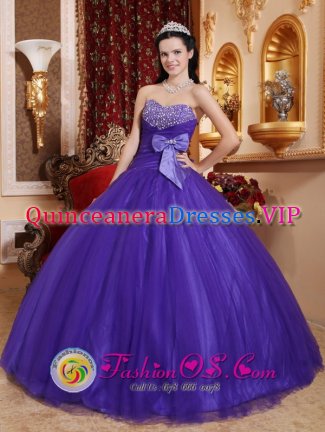 Shepshed East Midlands Exquisite Beading Best Purple Quinceanera Dress For Sweetheart Tulle and Tafftea