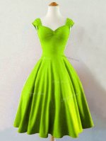Glittering Yellow Green Lace Up Straps Ruching Dama Dress for Quinceanera Taffeta Sleeveless