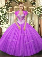 Spectacular Ball Gowns Vestidos de Quinceanera Lilac Sweetheart Tulle Sleeveless Floor Length Lace Up(SKU SJQDDT1296002-2BIZ)