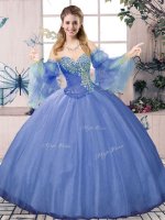 Luxurious Sweetheart Sleeveless Tulle Quinceanera Dress Beading Lace Up