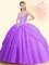 Best Selling Lilac Sleeveless Floor Length Beading Lace Up Sweet 16 Quinceanera Dress