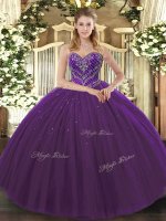 Noble Sleeveless Lace Up Floor Length Beading Vestidos de Quinceanera