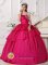 Torrance California/CAHand Made Flowers Hot Pink Spaghetti Straps Ruffles Layered Gorgeous Quinceanera Dress With Taffeta Beaded Decorate Bust