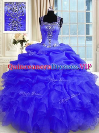 Floor Length Zipper Vestidos de Quinceanera Purple for Military Ball and Sweet 16 and Quinceanera with Beading and Ruffles