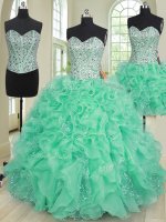 Three Piece Organza Sleeveless Floor Length 15th Birthday Dress and Beading and Ruffles(SKU PSSW0259KC002BIZ)