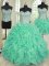 Three Piece Organza Sleeveless Floor Length 15th Birthday Dress and Beading and Ruffles