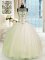 Traditional Scoop Champagne Lace Up Quinceanera Gowns Beading Sleeveless Floor Length