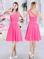 One Shoulder Sleeveless Chiffon Dama Dress for Quinceanera Ruching Zipper